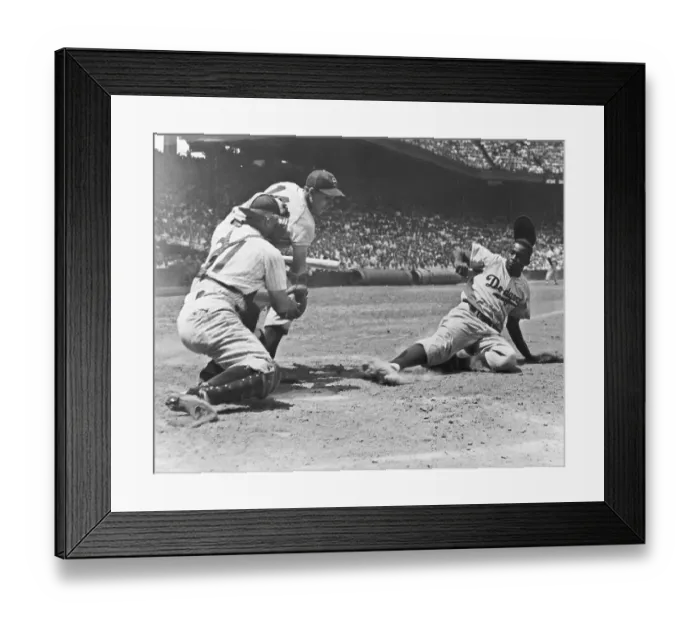 Framed Print : Jackie Robinson Steals and Slides Into Home Framed Print : Jackie Robinson Steals and Slides Into Home