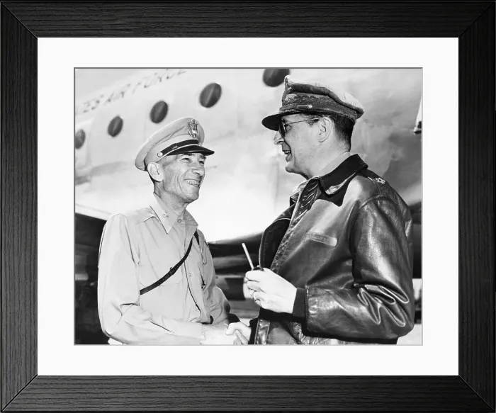 Framed Print : John Church Wecomes MacArthur in Korea Framed Print : John Church Wecomes MacArthur in Korea
