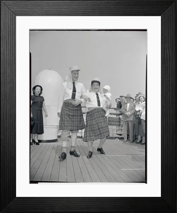 Framed Print : Bud Abbott and Lou Costello Performing in Kilts Framed Print : Bud Abbott and Lou Costello Performing in Kilts