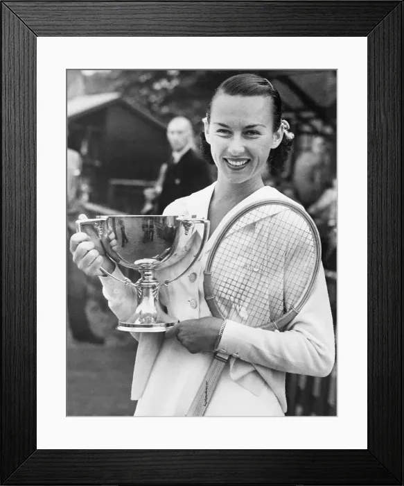 Framed Print : Gertrude Moran Holding Championship Trop Framed Print : Gertrude Moran Holding Championship Trop