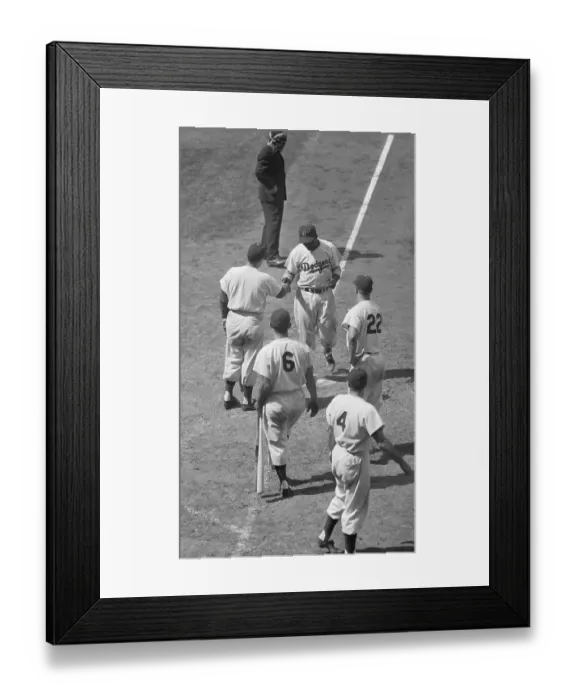 Framed Print : Jackie Robinson After Home Run Framed Print : Jackie Robinson After Home Run