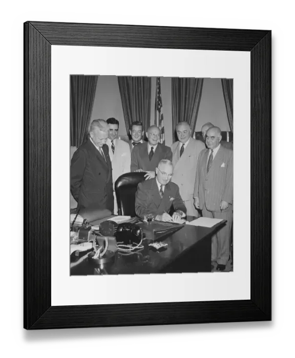 Framed Print : President Truman Signing Displacement Bill Framed Print : President Truman Signing Displacement Bill