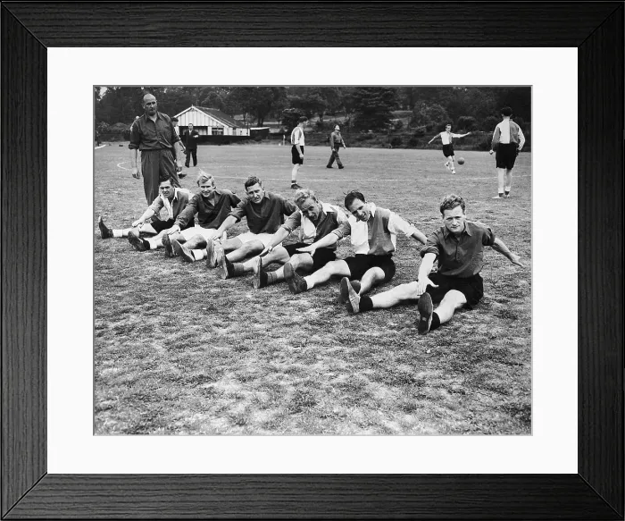 Framed Print : English World Cup Team Stretching at Practice Framed Print : English World Cup Team Stretching at Practice