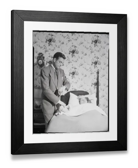 Framed Print : Doctor Takes Woman's Pulse Bedside Framed Print : Doctor Takes Woman's Pulse Bedside