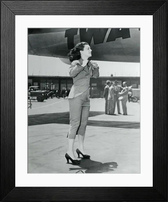 Framed Print : Actress Faith Domergue Catching Breeze from Airplane Framed Print : Actress Faith Domergue Catching Breeze from Airplane