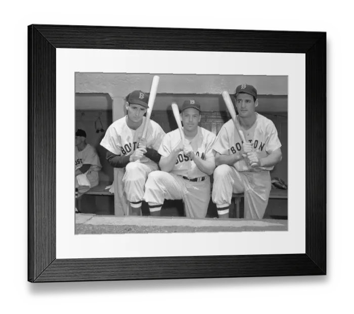 Framed Print : Red Sox Players Standing in Dugout
