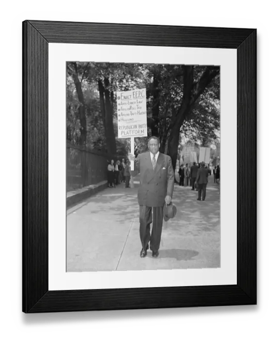 Framed Print : Paul Robeson Walking with Sign on Capitol Street Framed Print : Paul Robeson Walking with Sign on Capitol Street