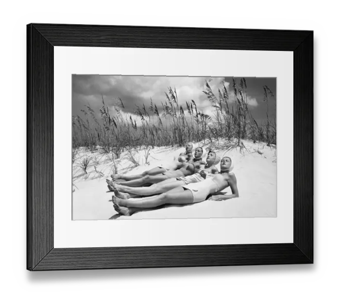Framed Print : Women Sunbathing At The Beach Framed Print : Women Sunbathing At The Beach