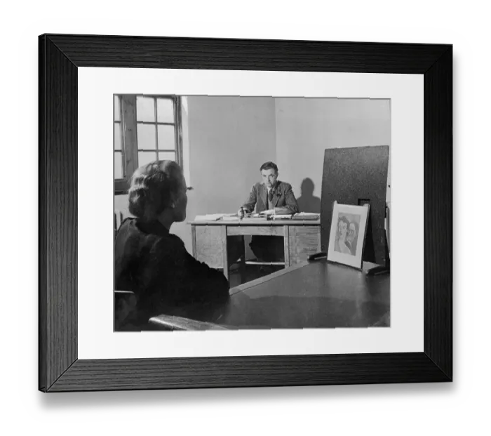 Framed Print : Patient Looking at Picture in Psychiatrist's Office Framed Print : Patient Looking at Picture in Psychiatrist's Office