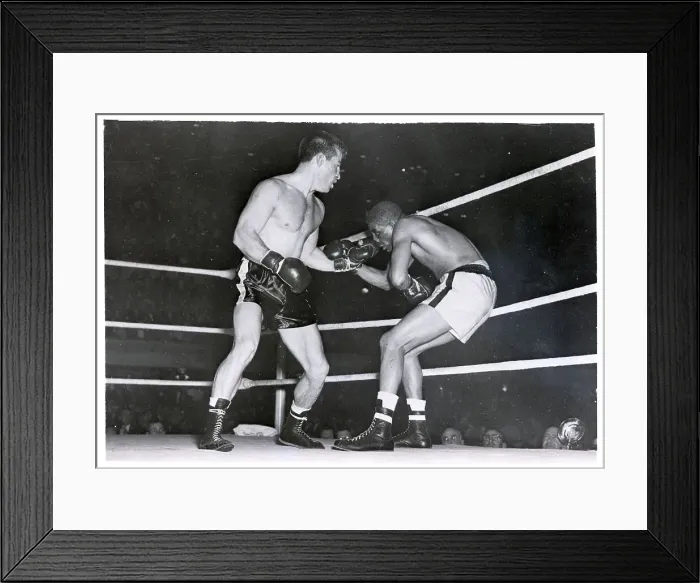 Framed Print : Rocky Graziano Backs Henry Brim Into Ropes Framed Print : Rocky Graziano Backs Henry Brim Into Ropes