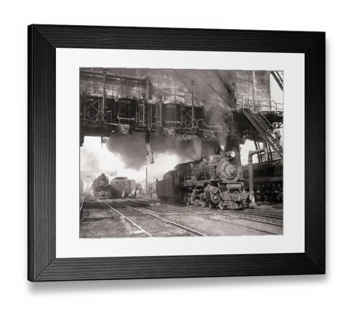 Framed Print : Trains at Railroad Roundhouse Framed Print : Trains at Railroad Roundhouse
