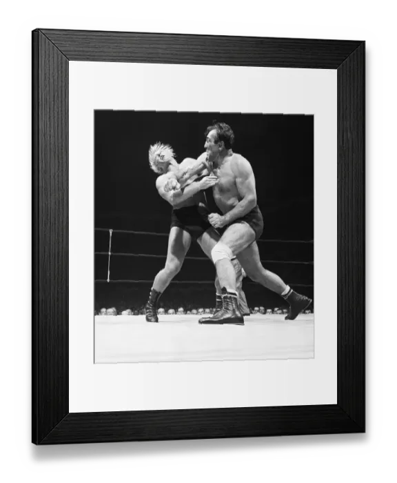 Framed Print : Primo Carnera Delivers A Right In Wrestl Framed Print : Primo Carnera Delivers A Right In Wrestl