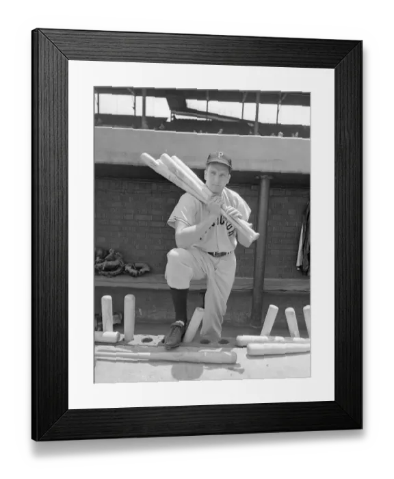 Framed Print : Portrait of Pittsburgh Pirate's Ralph Kiner with Baseball Bats Framed Print : Portrait of Pittsburgh Pirate's Ralph Kiner with Baseball Bats