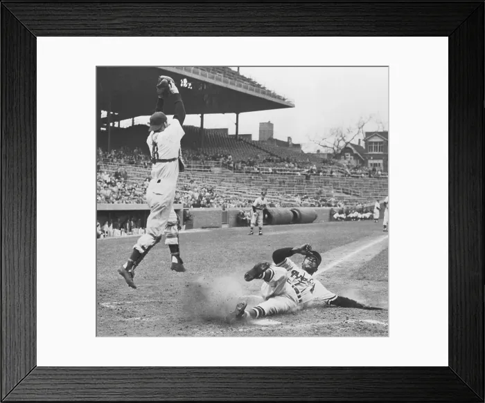 Framed Print : Sam Jethroe Sliding Home Framed Print : Sam Jethroe Sliding Home