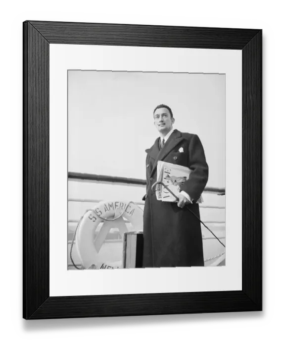 Framed Print : Salvador Dali Arriving in France Aboard Ship Framed Print : Salvador Dali Arriving in France Aboard Ship