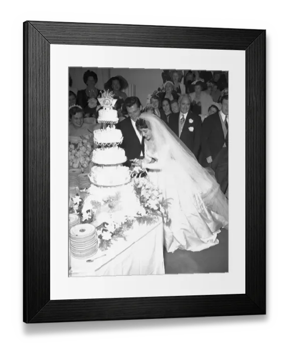 Framed Print : Nicky Hilton and Liz Taylor Cutting Cake Framed Print : Nicky Hilton and Liz Taylor Cutting Cake