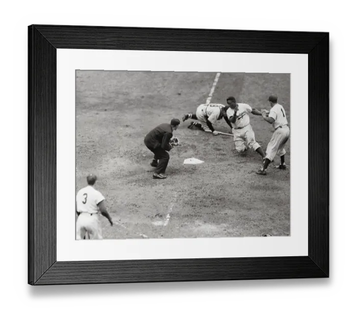 Framed Print : Jackie Robinson Being Being Called out at Home Base Framed Print : Jackie Robinson Being Being Called out at Home Base