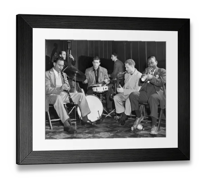 Framed Print : The Benny Goodman Sextet Practicing Framed Print : The Benny Goodman Sextet Practicing