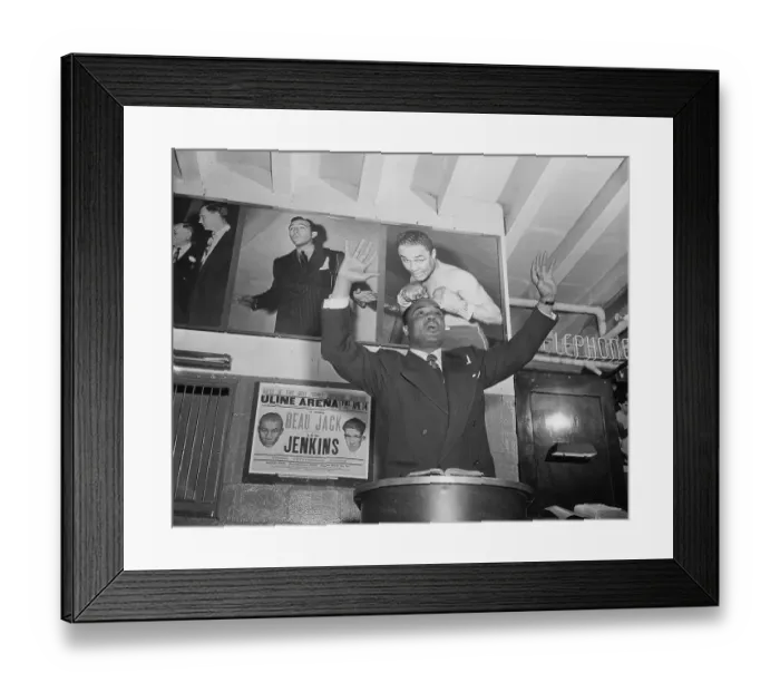 Framed Print : Henry Aremstrong, Hands Raised Framed Print : Henry Aremstrong, Hands Raised