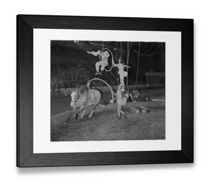 Framed Print : Zoppe bareback riding Troupe Practicing