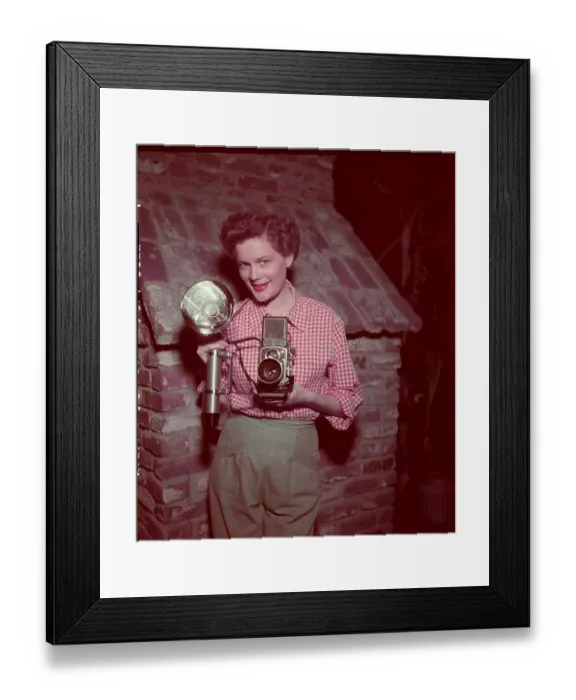 Framed Print : Jean Hagen Holding Camera Framed Print : Jean Hagen Holding Camera