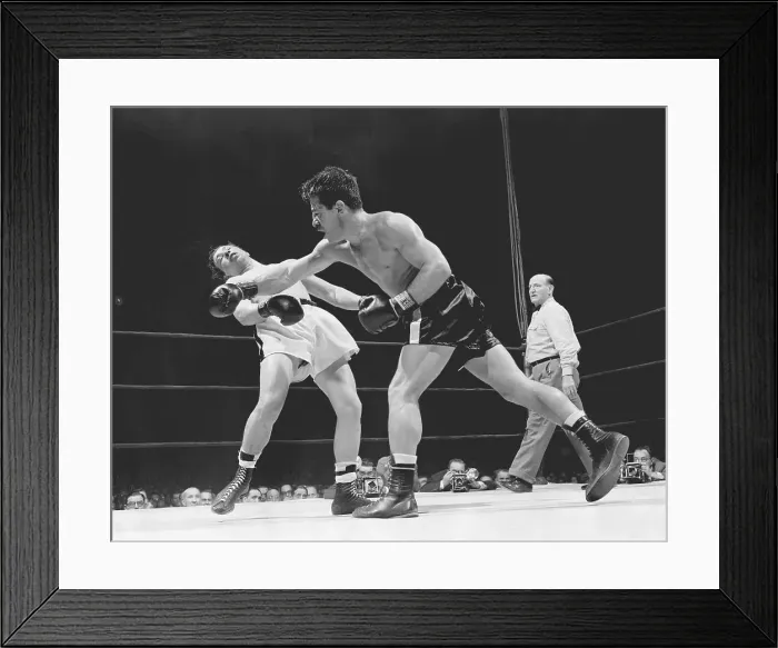 Framed Print : Rocky Graziano Punching Tony Janiro Framed Print : Rocky Graziano Punching Tony Janiro