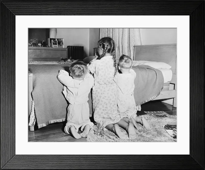 Framed Print : Children Praying at Bedtime Framed Print : Children Praying at Bedtime