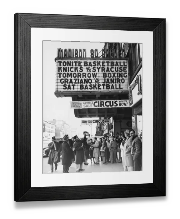 Framed Print : Rocky Graziano Looking at Name On Marquee Framed Print : Rocky Graziano Looking at Name On Marquee