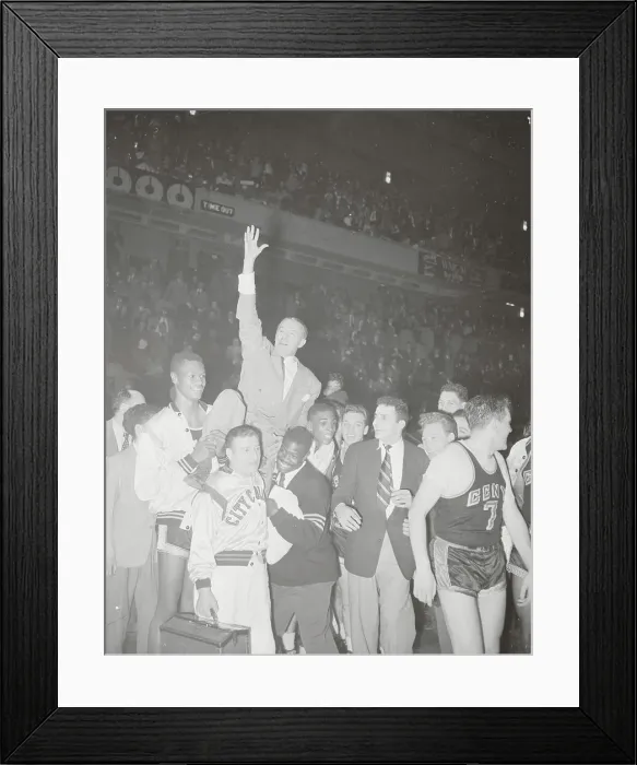 Framed Print : Players Lifting Coach Framed Print : Players Lifting Coach