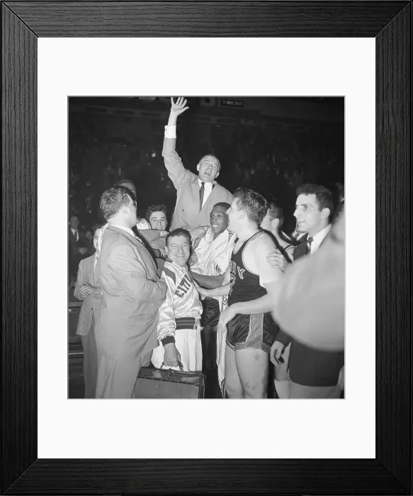 Framed Print : Players Lifting Coach Framed Print : Players Lifting Coach