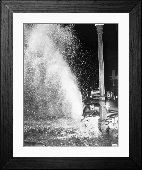 Framed Print : Fire Hydrant, Hit By Car, Floods Street Framed Print : Fire Hydrant, Hit By Car, Floods Street