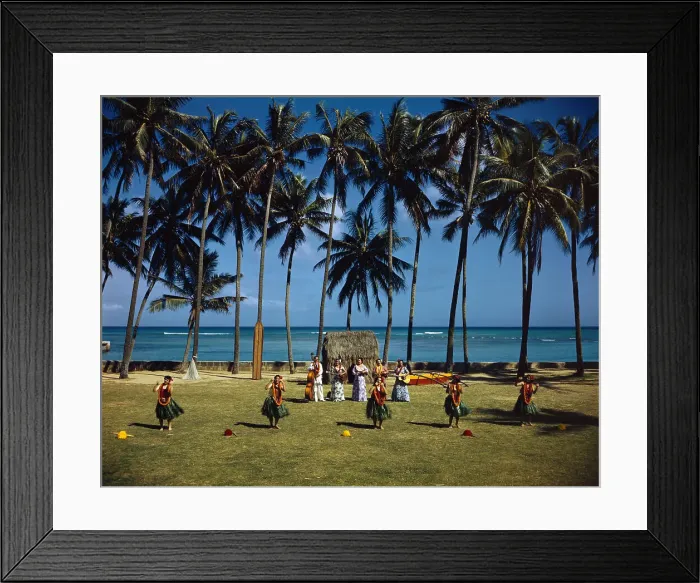 Framed Print : Hawaiians Dancing at Beach Area Framed Print : Hawaiians Dancing at Beach Area