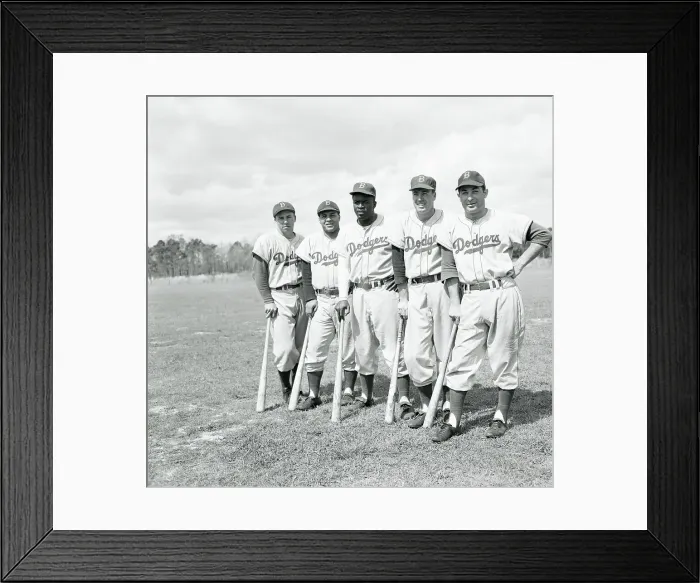 Framed Print : Five Brooklyn Dodgers Posing with Bats Framed Print : Five Brooklyn Dodgers Posing with Bats
