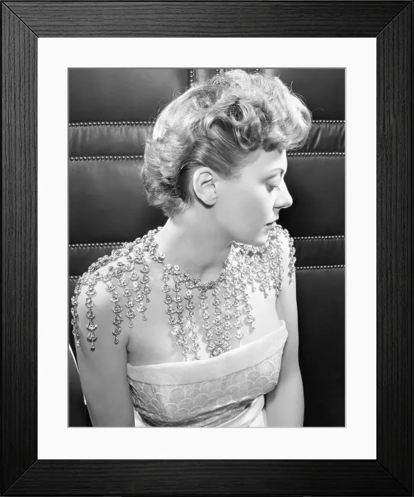 Framed Print : Model Wearing Rhinestone Necklace Framed Print : Model Wearing Rhinestone Necklace