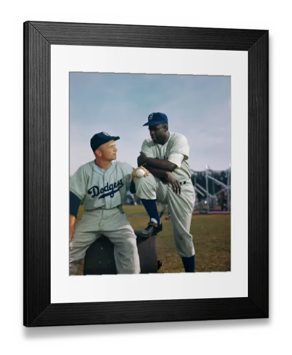 Framed Print : Bobby Morgan and Jackie Robinson in Private Conversation Framed Print : Bobby Morgan and Jackie Robinson in Private Conversation