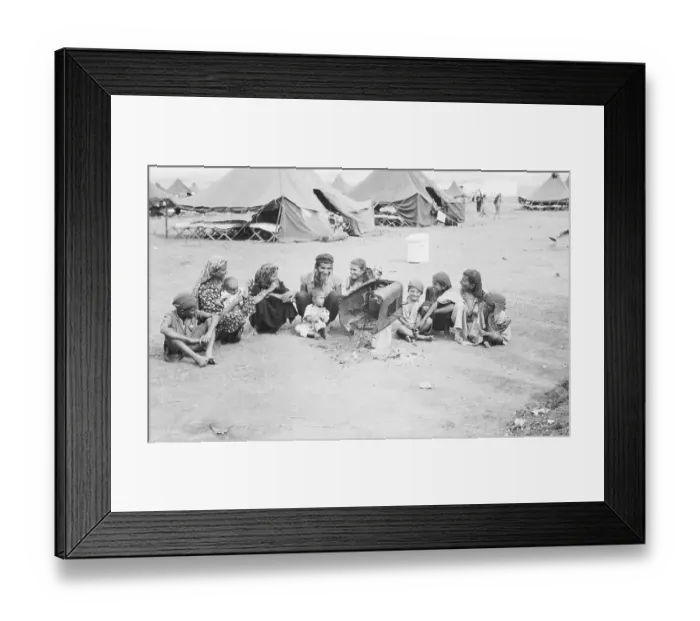 Framed Print : Yemenite Family Gathered Together at Campsite Framed Print : Yemenite Family Gathered Together at Campsite