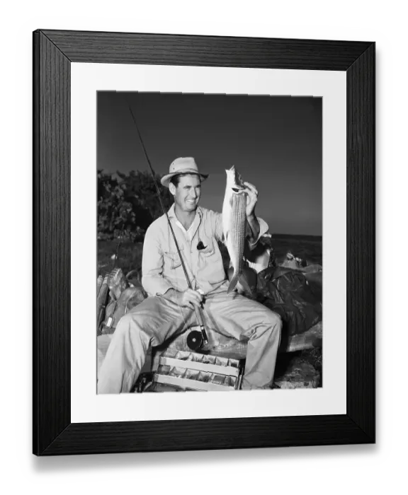 Framed Print : Ted Williams Holding Fish and Fishing Rod Framed Print : Ted Williams Holding Fish and Fishing Rod