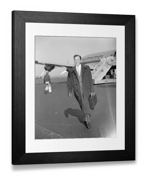 Framed Print : Frank Sinatra Walking From Airplane Framed Print : Frank Sinatra Walking From Airplane