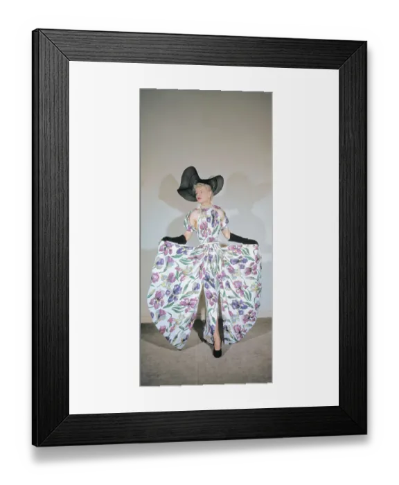 Framed Print : Model Wearing Flowered Dress Framed Print : Model Wearing Flowered Dress