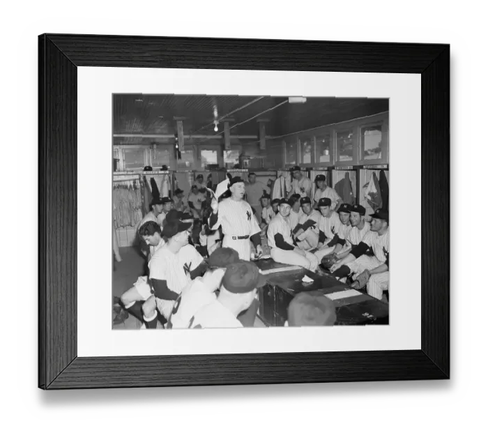 Framed Print : Casey Stengel Speaking to New York Yankee Team in Dressing Room