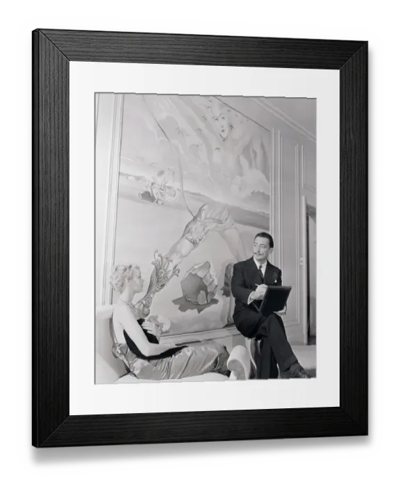 Framed Print : Salvador Dali Sketching Model Wearing His Jewelry Framed Print : Salvador Dali Sketching Model Wearing His Jewelry