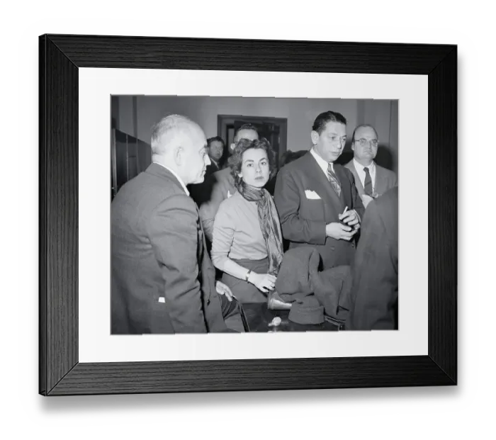 Framed Print : Judith Coplon at Federal Court with Lawyers Framed Print : Judith Coplon at Federal Court with Lawyers