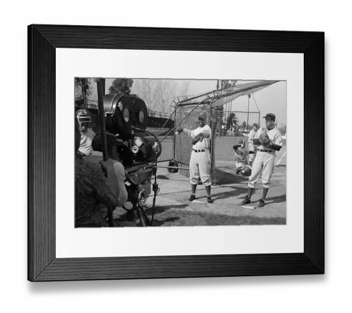 Framed Print : Jackie Robinson Rehearsing for Movie Role Framed Print : Jackie Robinson Rehearsing for Movie Role