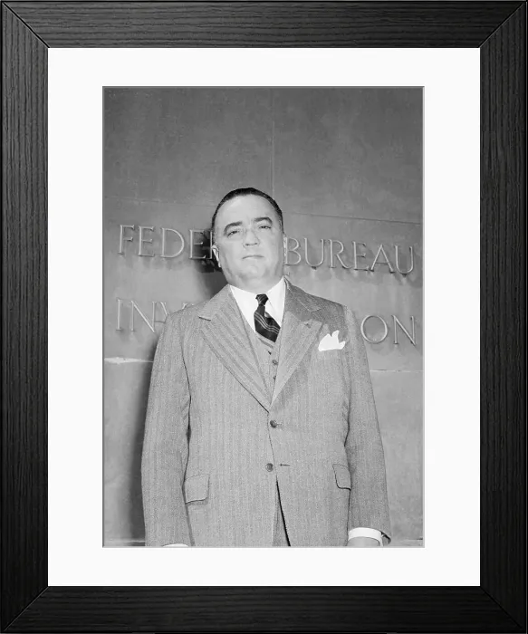 Framed Print : F.B.I. Director J. Edgar Hoover Outside FBI Building
