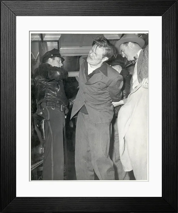 Framed Print : Man Sobs as Police Take Him Away Framed Print : Man Sobs as Police Take Him Away