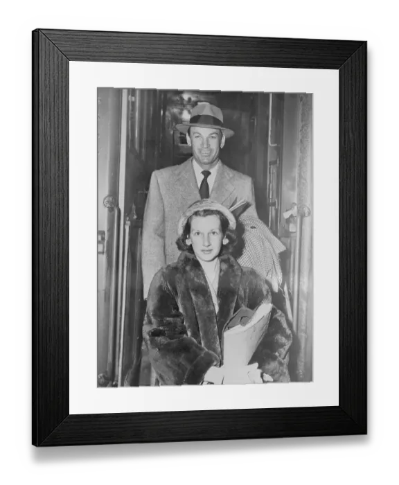 Framed Print : Golfer Ben Hogan and Wife Valerie Leaving Train Framed Print : Golfer Ben Hogan and Wife Valerie Leaving Train