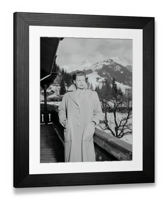 Framed Print : Rita Hayworth Posing in Overcoat