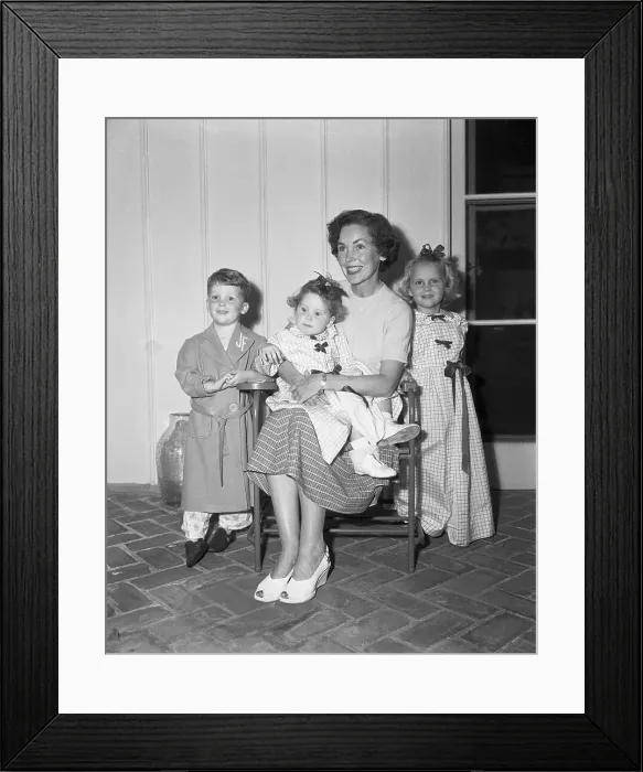 Framed Print : Maureen O'Sullivan Farrow Posing with Her Children