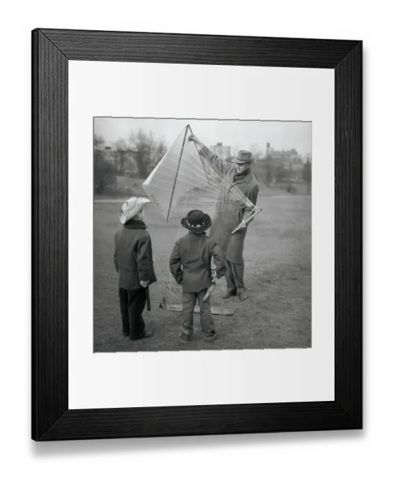 Framed Print : Francis Rogallo Showing Experimental Kite to Kids Framed Print : Francis Rogallo Showing Experimental Kite to Kids