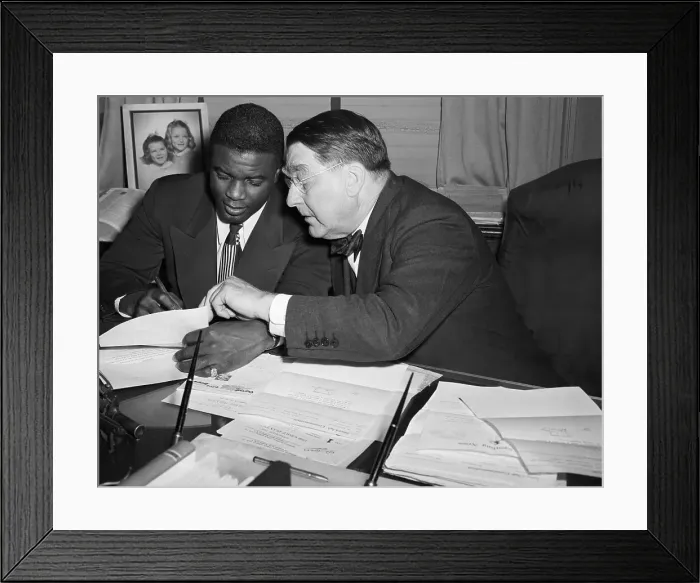 Framed Print : Jackie Robinson Signing Brooklyn Dodgers Contract